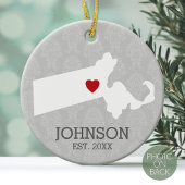 Massachusetts Home State City Map - Custom Weddens Keramisch Ornament