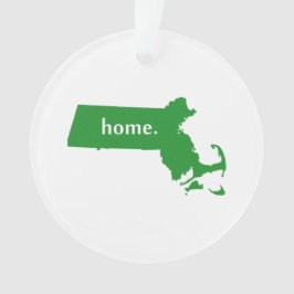 Massachusetts Home State Green Ornament