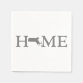 Massachusetts Home State Grey Word Art Paper Party Servetten (Voorkant)