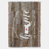 Massachusetts Home State Personalized Wood look Deken (Voorkant Verticaal)