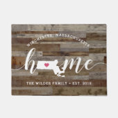 Massachusetts Home State Personalized Wood look Deurmat (Voorkant)