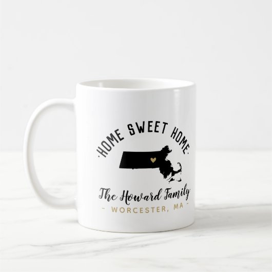 Massachusetts Home Sweet Home Familie Monogram Mok (Links)