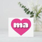 Massachusetts hot roze hart - Ik hou van ma Briefkaart (Staand voorkant)