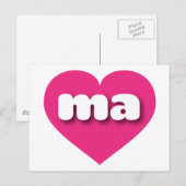 Massachusetts hot roze hart - Ik hou van ma Briefkaart (Voorkant / Achterkant)