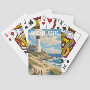 Massachusetts Illustratie Reis Kunst Vintage Pokerkaarten