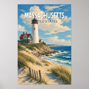 Massachusetts Illustratie Reis Kunst Vintage Poster