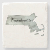 Massachusetts Illustrator State Outline Stenen Onderzetter (Voorkant)