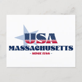 Massachusetts in rood, wit en blauw Briefkaart