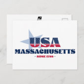 Massachusetts in rood, wit en blauw Briefkaart (Voorkant / Achterkant)