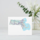 Massachusetts Interstate Map Briefkaart (Staand voorkant)