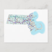 Massachusetts Interstate Map Briefkaart (Voorkant)