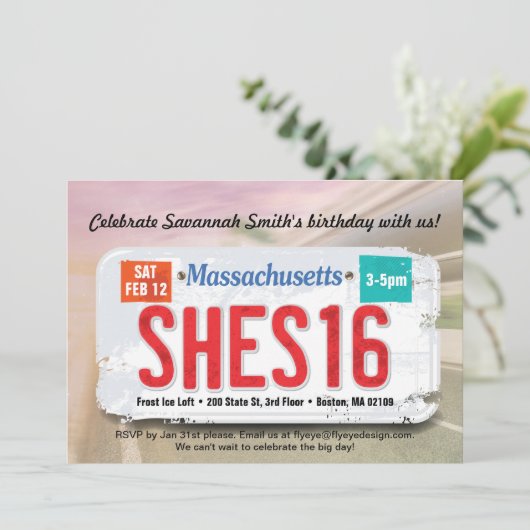 Massachusetts Invite van de 16de verjaardag van he Kaart (Staand voorkant)