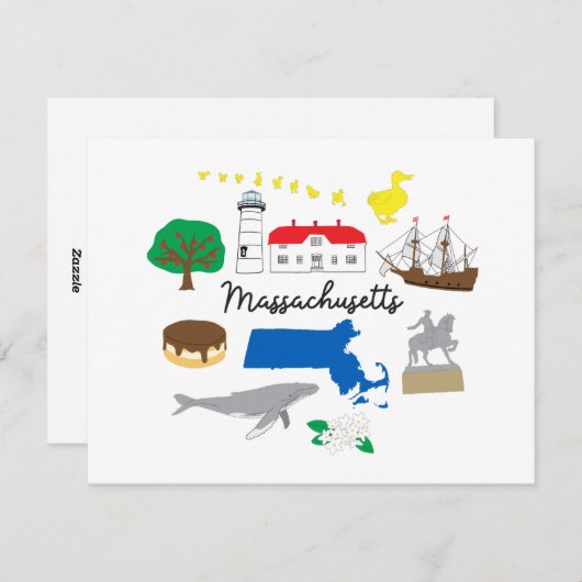 Massachusetts Kaart (Voorkant / Achterkant)