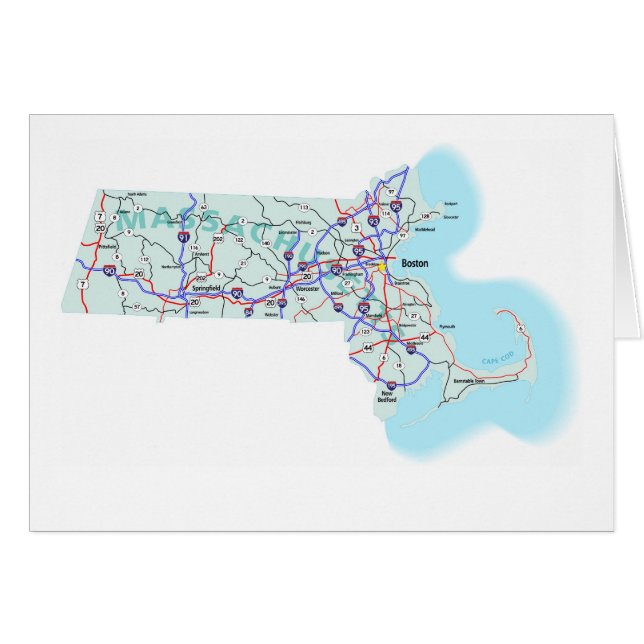 Massachusetts Kaart Blanko Kaart (Voorkant Horizontaal)