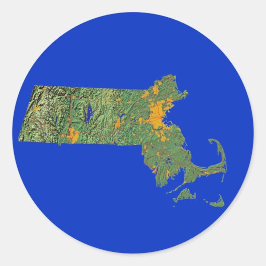 Massachusetts Kaart Sticker (Voorkant)
