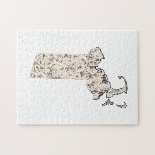 Massachusetts  kaart van het Afbeelding Legpuzzel (Horizontaal)