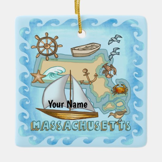 Massachusetts Keramisch Ornament (Voorkant)