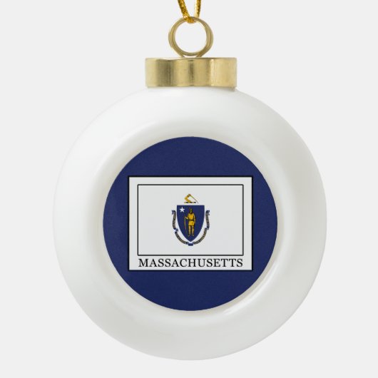 Massachusetts Keramische Bal Ornament (Voorkant)