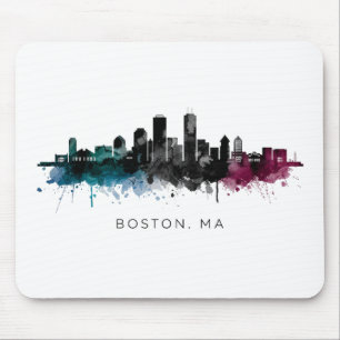 Massachusetts Kunst Boston MA Silhouet Aquarel Muismat