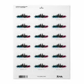 Massachusetts Kunst | Boston MA Silhouette Waterve Etiket (Full Sheet)