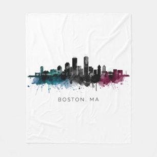 Massachusetts Kunst Boston MA Silhouette Waterve Fleece Deken