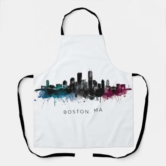 Massachusetts Kunst | Boston MA Silhouette Waterve Schort (Voorkant)