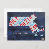 Massachusetts License Bord Map Briefkaart (Voorkant / Achterkant)