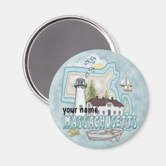 Massachusetts Lighthouse Magneet (Voorkant / Achterkant)