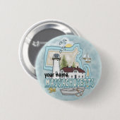 Massachusetts Lighthouse Ronde Button 5,7 Cm (Voorkant /achterkant)