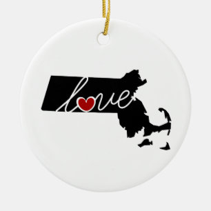 Massachusetts Love.  Gifts for MA Lovers Keramisch Ornament