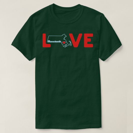 Massachusetts Love with State Outline of Massachus T-shirt (Design voorkant)