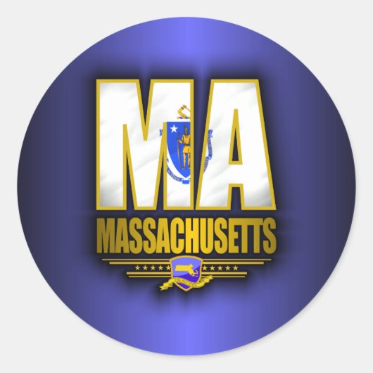 Massachusetts (MA) Ronde Sticker (Voorkant)