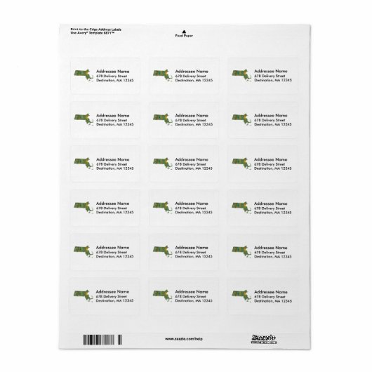 Massachusetts Map Address Label (Full Sheet)