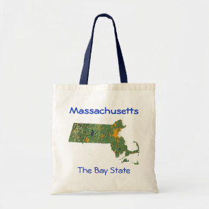 Massachusetts Map Bag Tote Bag