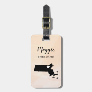 Massachusetts Map Bagagelabel, bruiloft Party Bagagelabel