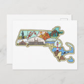 Massachusetts Map Boston Cape Cod Salem Souvenir Briefkaart (Voorkant / Achterkant)