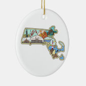 Massachusetts Map Boston Cape Cod Salem Souvenir Keramisch Ornament (Rechts)
