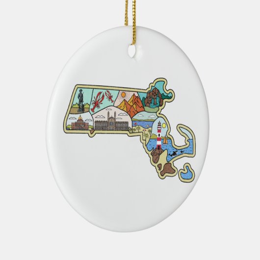 Massachusetts Map Boston Cape Cod Salem Souvenir Keramisch Ornament (Rechts)