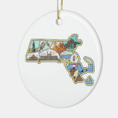 Massachusetts Map Boston Cape Cod Salem Souvenir Keramisch Ornament (Links)