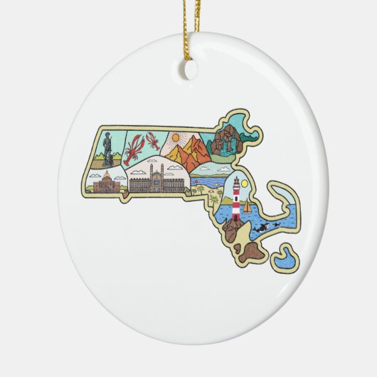 Massachusetts Map Boston Cape Cod Salem Souvenir Keramisch Ornament (Links)