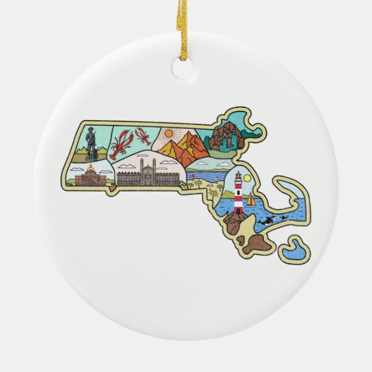 Massachusetts Map Boston Cape Cod Salem Souvenir Keramisch Ornament (Achterkant)