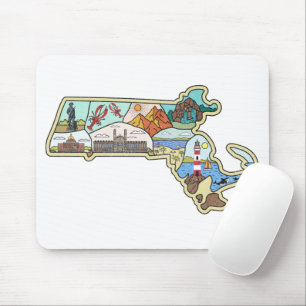 Massachusetts Map Boston Cape Cod Salem Souvenir Muismat