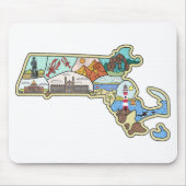 Massachusetts Map Boston Cape Cod Salem Souvenir Muismat (Voorkant)