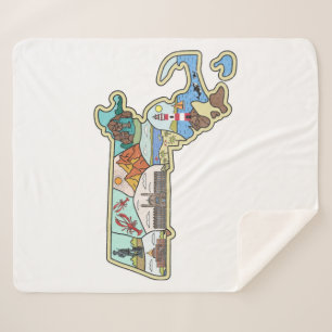 Massachusetts Map Boston Cape Cod Salem Souvenir Sherpa Deken