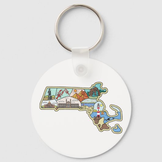 Massachusetts Map Boston Cape Cod Salem Souvenir Sleutelhanger (Voorkant)