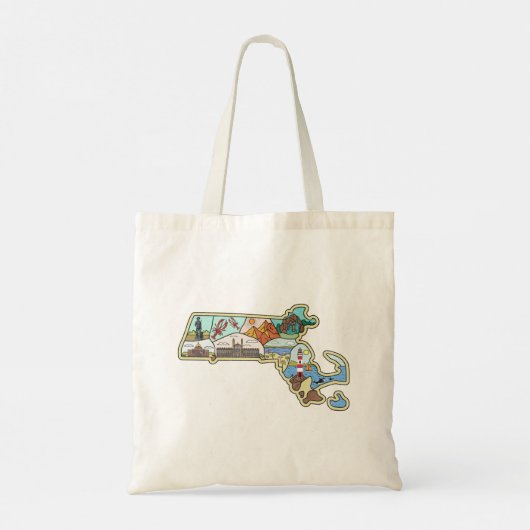 Massachusetts Map Boston Cape Cod Salem Souvenir Tote Bag (Achterkant)