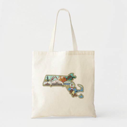 Massachusetts Map Boston Cape Cod Salem Souvenir Tote Bag (Voorkant)