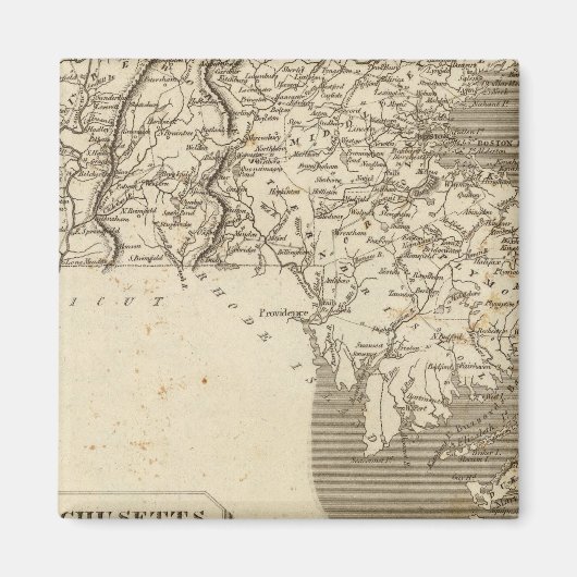 Massachusetts Map door Arrowsmith Magneet (Voorkant)