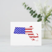 Massachusetts Map Shaped Patriotic American Flag Briefkaart (Staand voorkant)