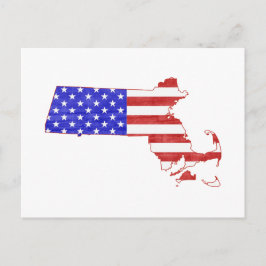 Massachusetts Map Shaped Patriotic American Flag Briefkaart